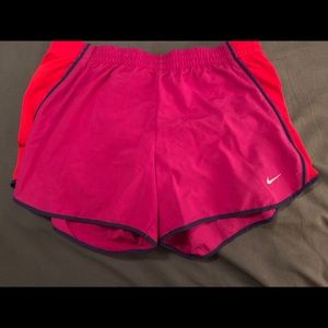 Red & Pink Nike dri-fit running shorts